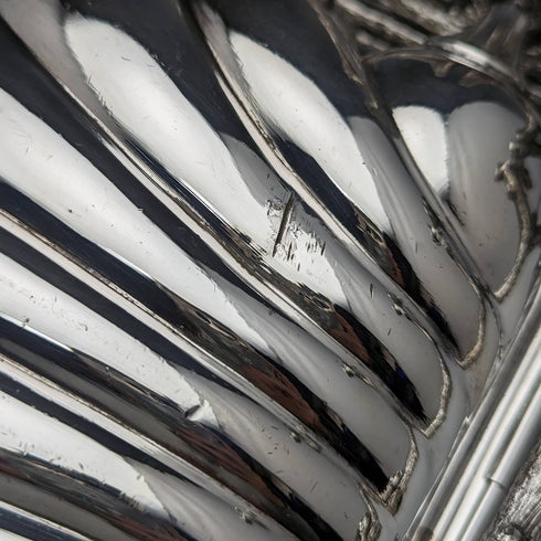 英國古董銀盤貝殼式餅乾保溫器 Walker and Hall